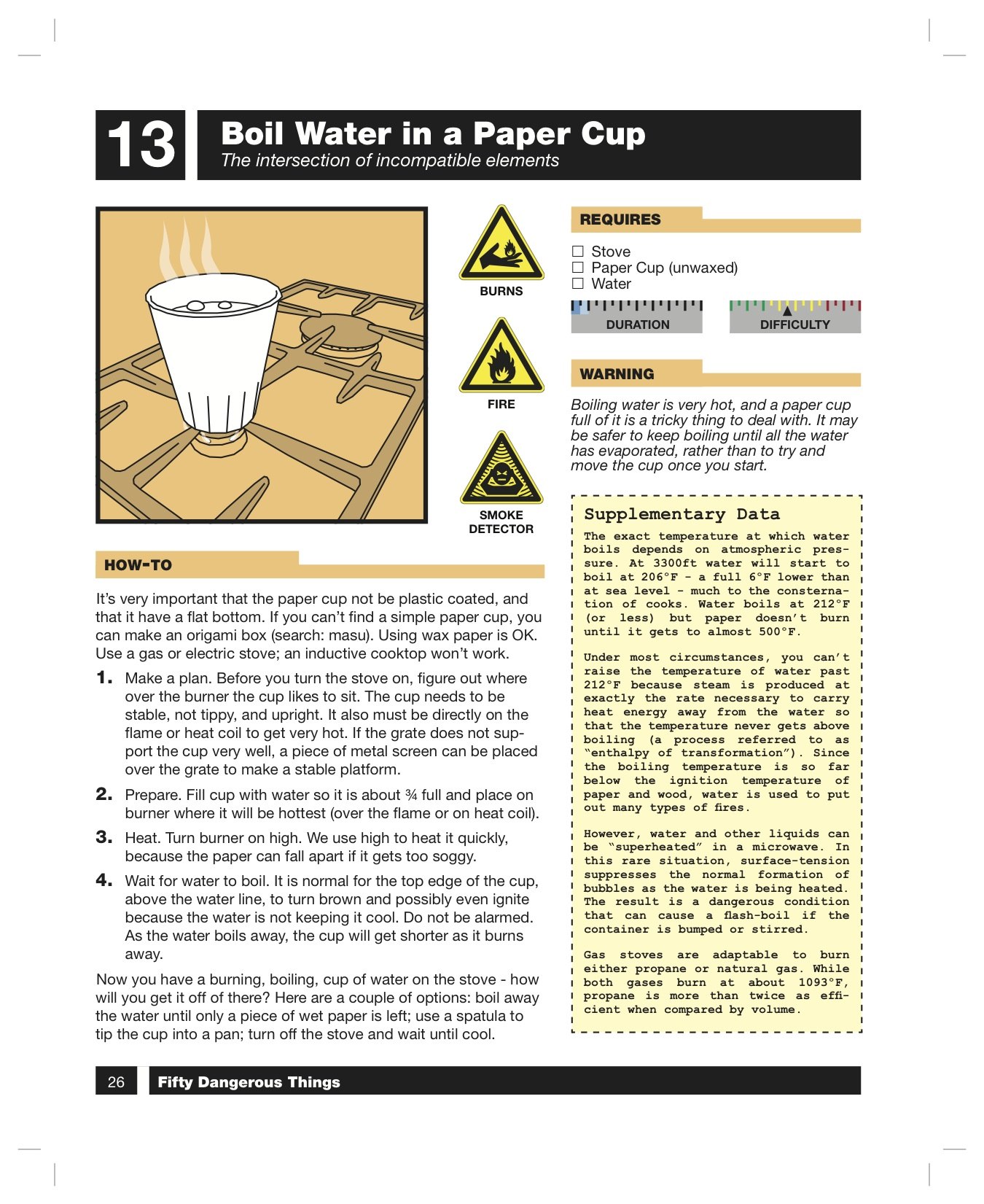 From 50 Dangerous Things: boil water in a paper cup - Boing Boing