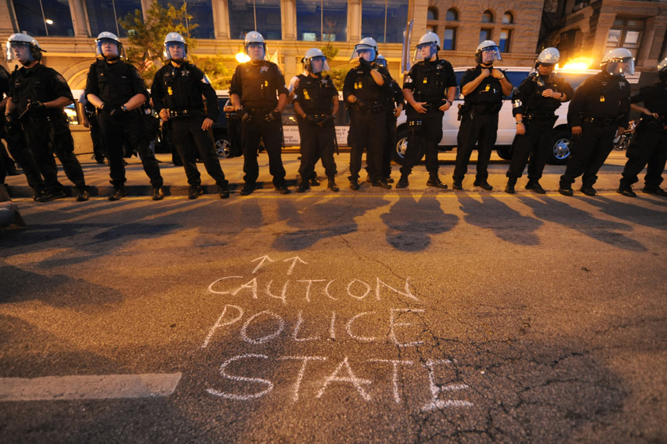 NATO protests in Chicago: Police van drives into protesters NATO Protesters March VV 0003
