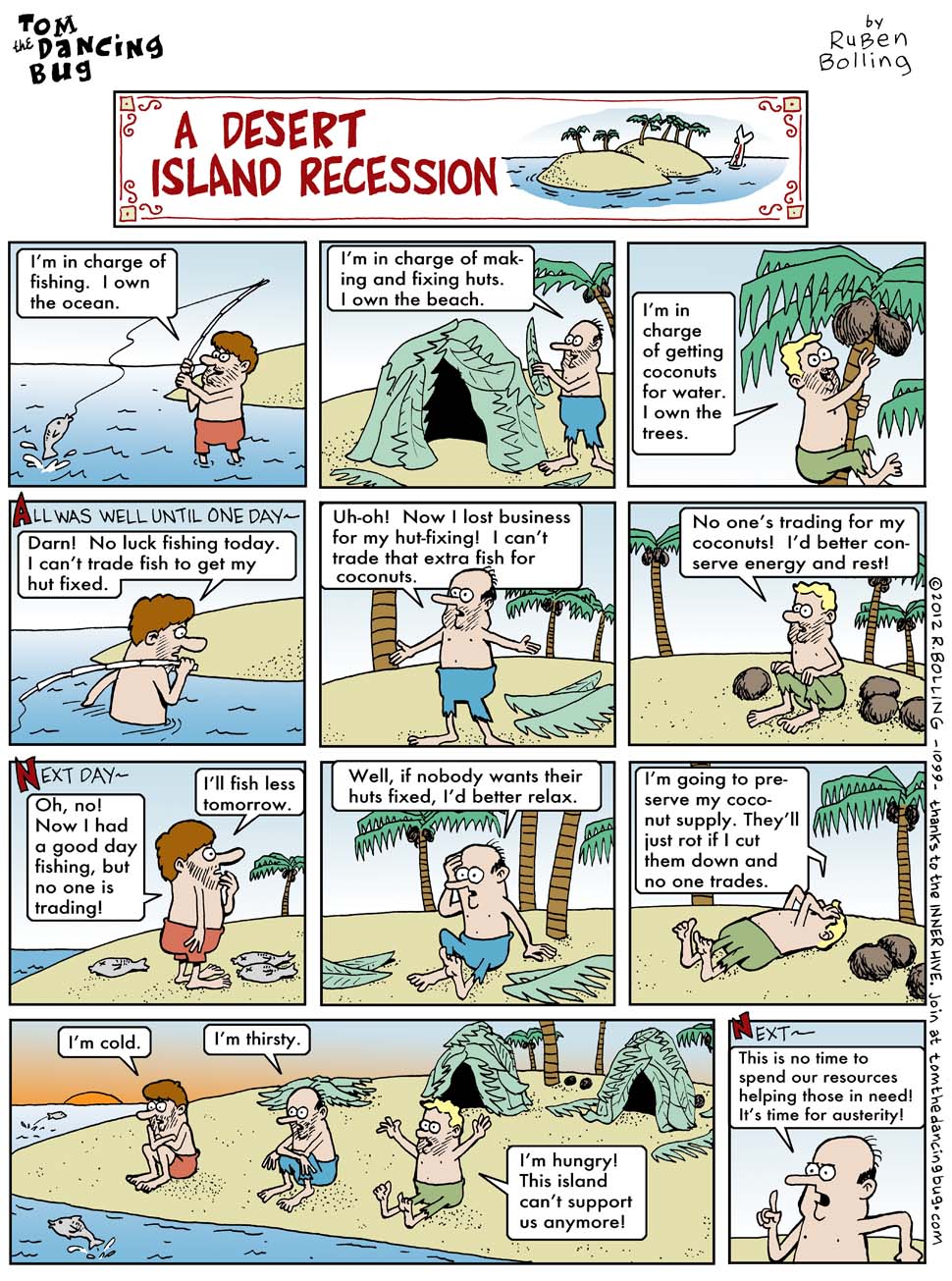 TOM THE DANCING BUG: Cold, Thirsty and Hungry on a Desert Island