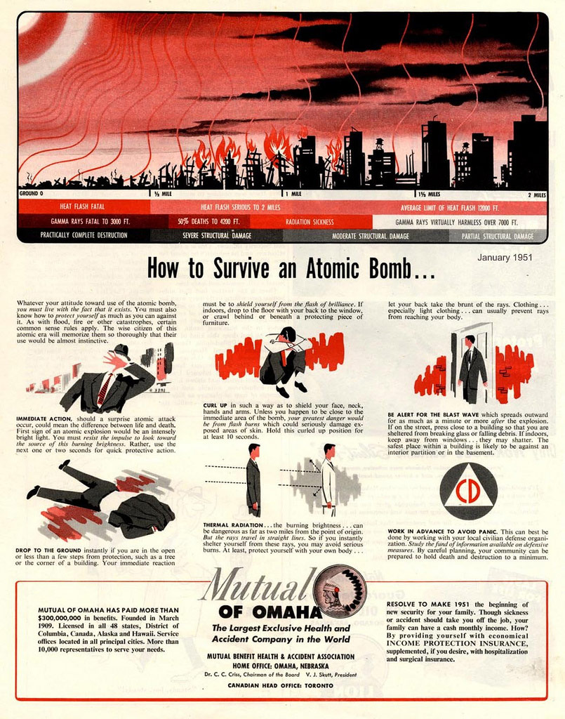 How to survive an atomic bomb explosion insurance company ad from 1951