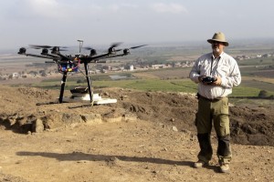Castillo, a Peruvian archaeologist with Lima's Catholic University and an incoming deputy culture minister, flies a drone over the archaeological site of Cerro Chepen in Trujillo