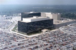 An undated aerial handout photo shows the National Security Agency (NSA) headquarters building in Fort Meade, Maryland