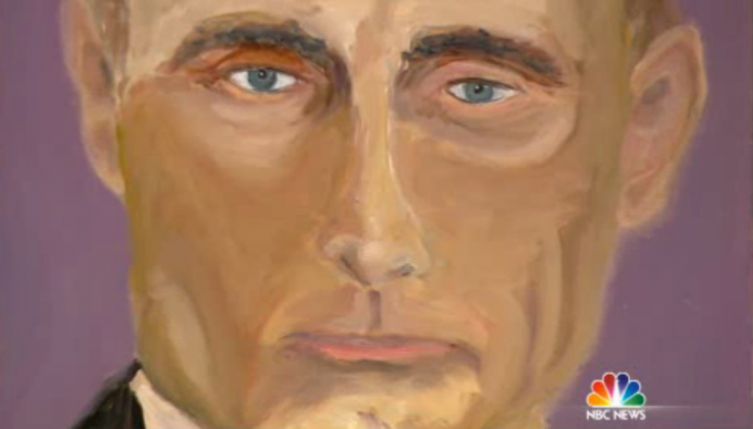 A detail of one of the paintings by George W. Bush.