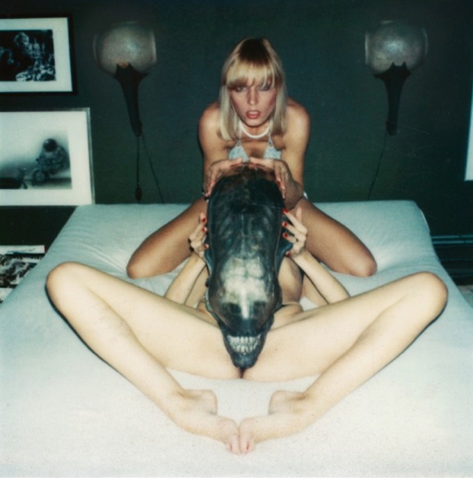 Models posing for Erotomechanics VII, 1979