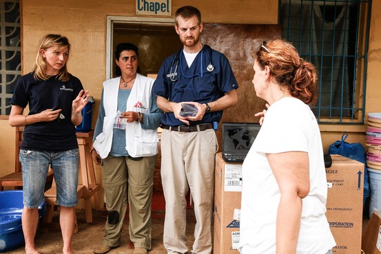 Kent Brantly, a doctor who contracted Ebola in Liberia, shown with colleagues in this undated photograph provided by Samaritan's Purse. Samaritan's Purse//Reuters