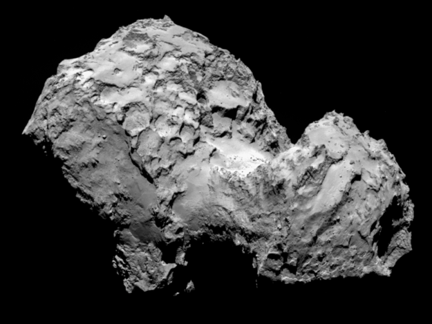 "Comet 67P/Churyumov–Gerasimenko and Rosetta now lie 405 million kilometres from Earth, about half way between the orbits of Jupiter and Mars, rushing towards the inner Solar System at nearly 55 000 kilometres per hour."