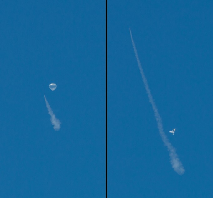 The test vehicle for NASA's Low-Density Supersonic Decelerator is seen here before and after the balloon that helped carry it to near-space was deflated. Image: JPL/Caltech