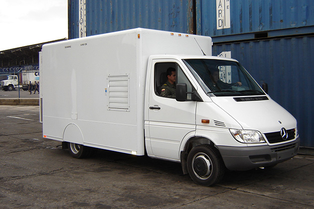The Z Backscatter Van can scan while driving alongside a line of vehicles or while parked as they pass by. (American Science and Engineering Inc.)