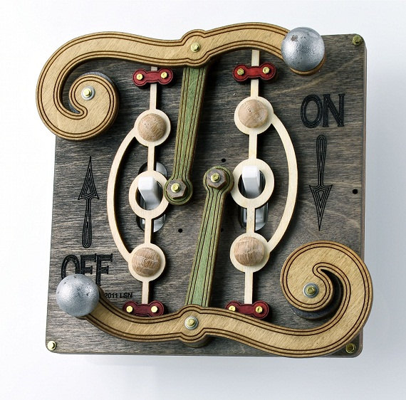 Marvellous rube goldberg mechanical lightswitch covers Boing Boing