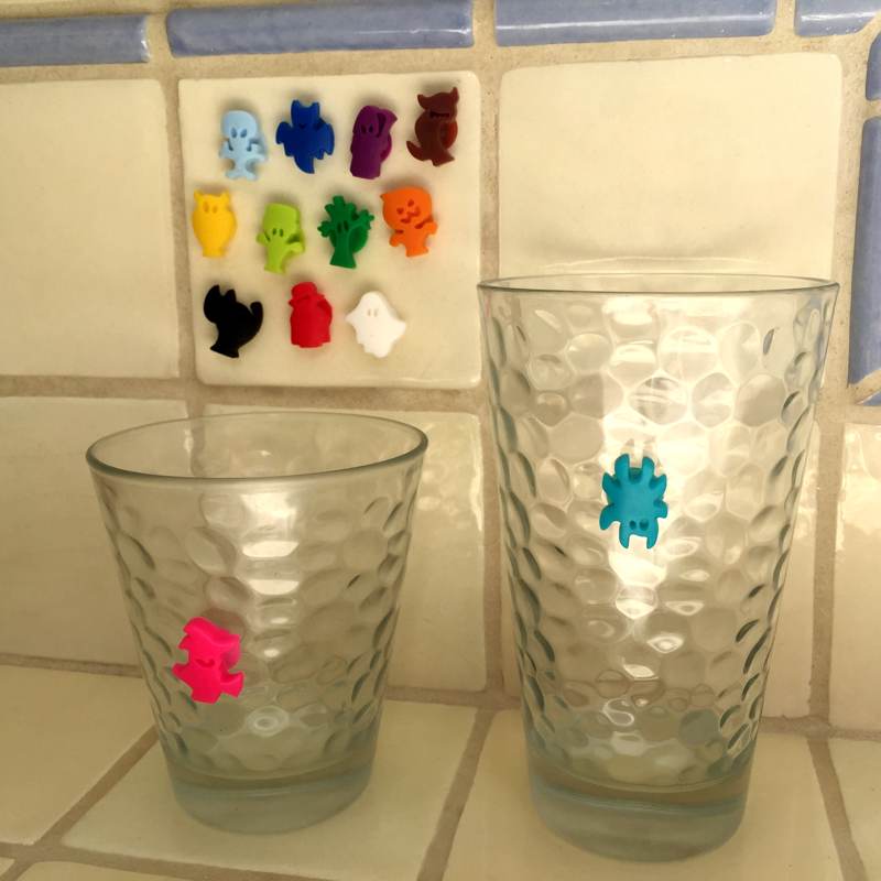 Suctioncup glass markers are a simple way to cut back on dishwashing
