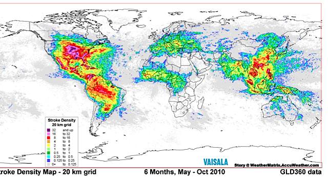 World map of lightning strikes | Boing Boing