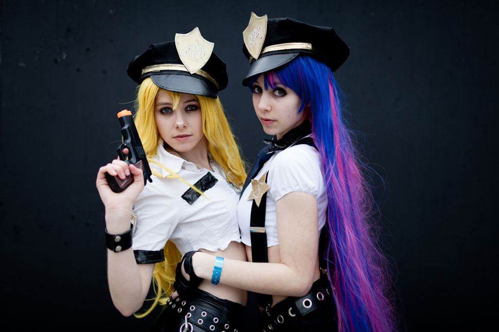 Two Fine Young Ladies Cosplaying Panty And Stocking With Garterbelt