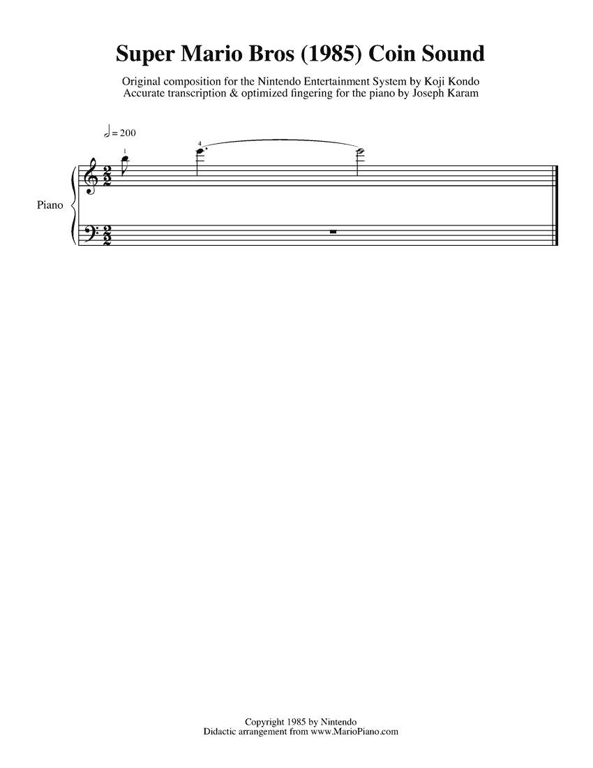 Sheet music for the Mario