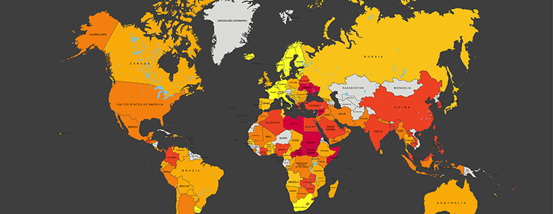 A Map Of The Worst Countries In The World In Which To Be A Worker Boing Boing 5711