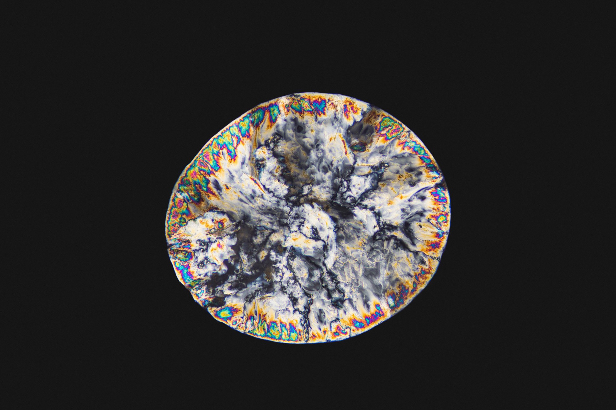 ∢ 2C-B Crystals ∅ Cross polarisation microscope with 200x enlargement.