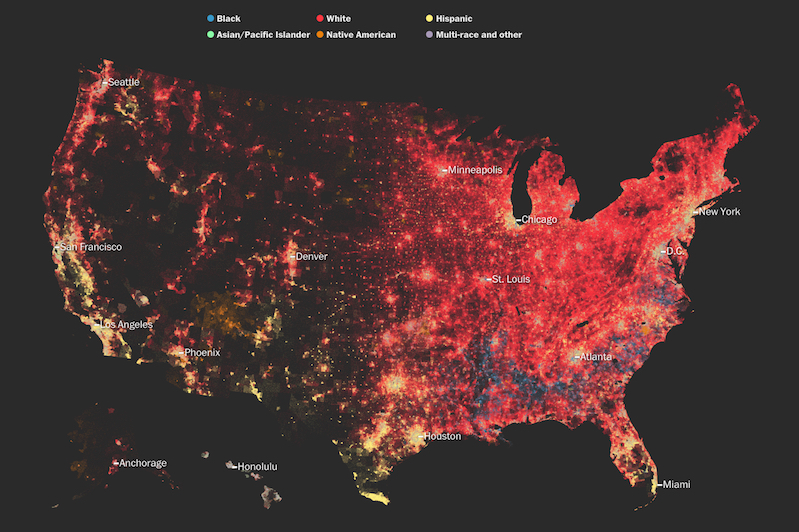 Show Map Of America New maps of America show race and diversity levels / Boing Boing