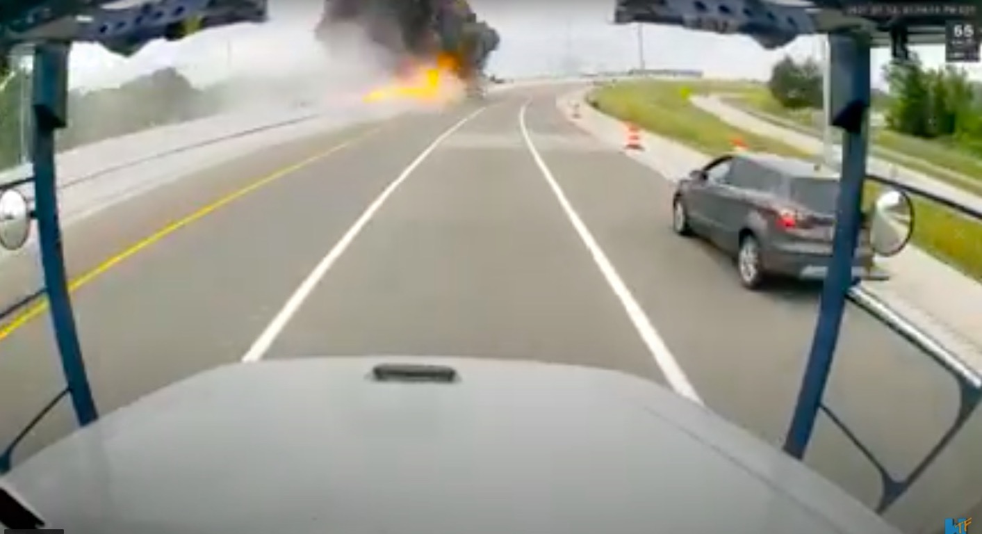 Dash Cam Catches Michigan Fuel Truck As It Rolls Over And Explodes Into ...