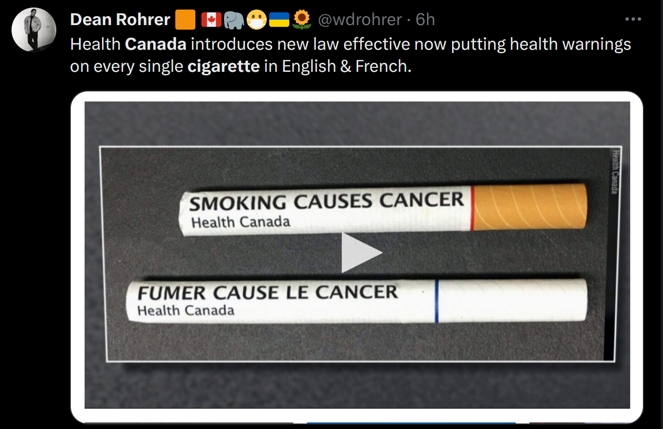 Cigarettes In Canada To Be Individually Labeled With Health Warnings ...