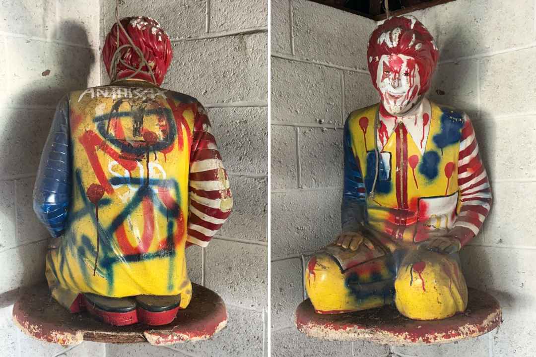 Desecrated Ronald McDonald statue yours for $2500