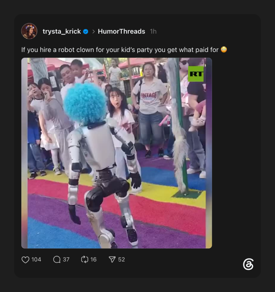 Robo-party clown ignores Asimov's first law of robotics